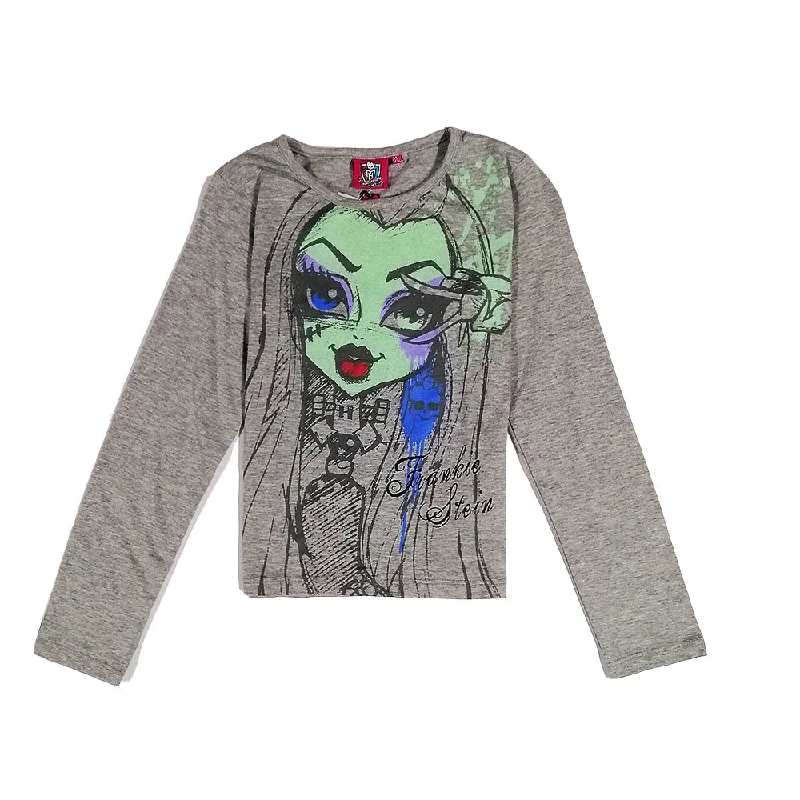 Kids Girl's Graphic Top,Grey Laid