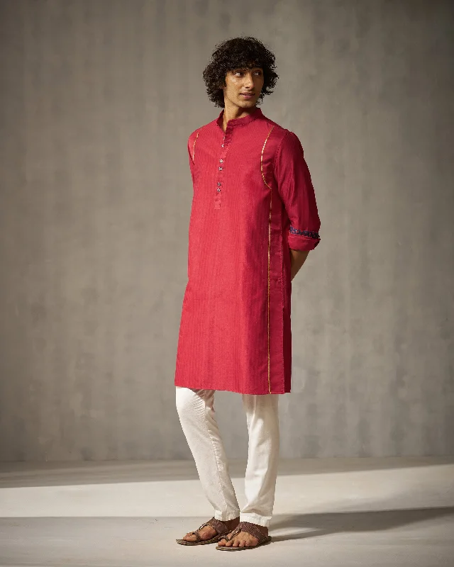 Voyage Kurta - Red Stripes Casual Men's Short