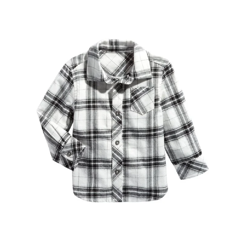 Kids Boy Cotton Plaid Shirt,White/Black Athletic Men's Compression