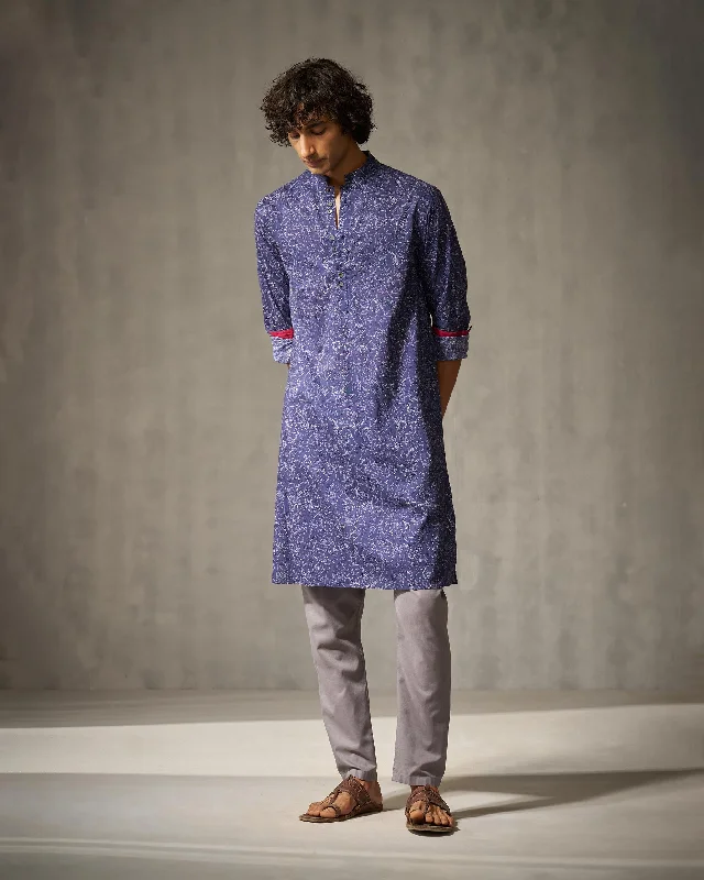 Rey Kurta - Navy Print Sharp Men's Italian