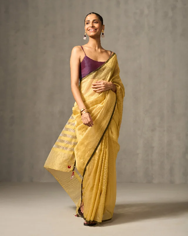 Sunshine Stripe Sari - Yellow & Gold Trendy Men's Oversized